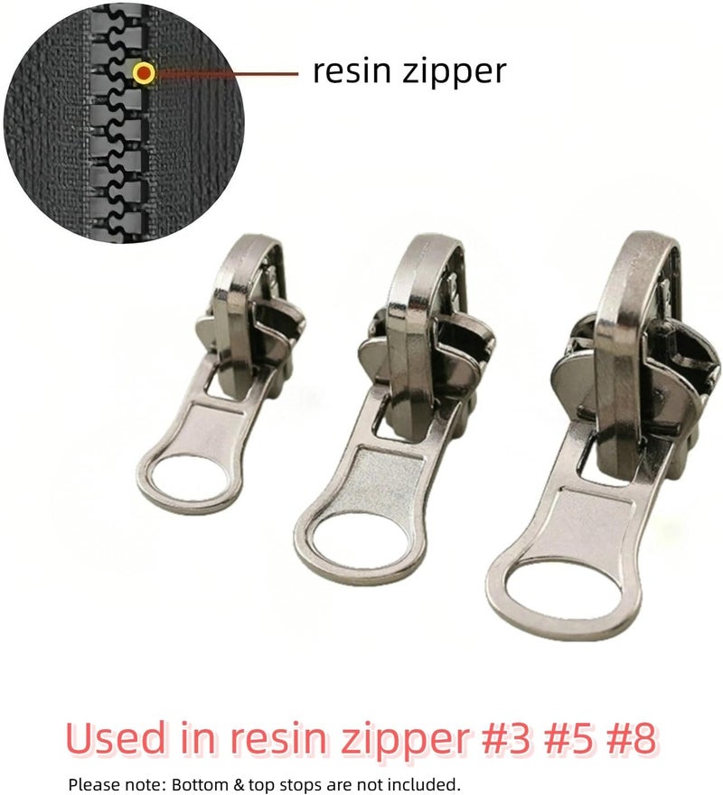 Rabihike Universal Zipper Repair Kit - 3-Size Double-Sided Zippers Slider Replacement with Zipper Pull for Jackets, Luggage, Backpacks & Outdoor Gear | No-Sew Installation - Image 2
